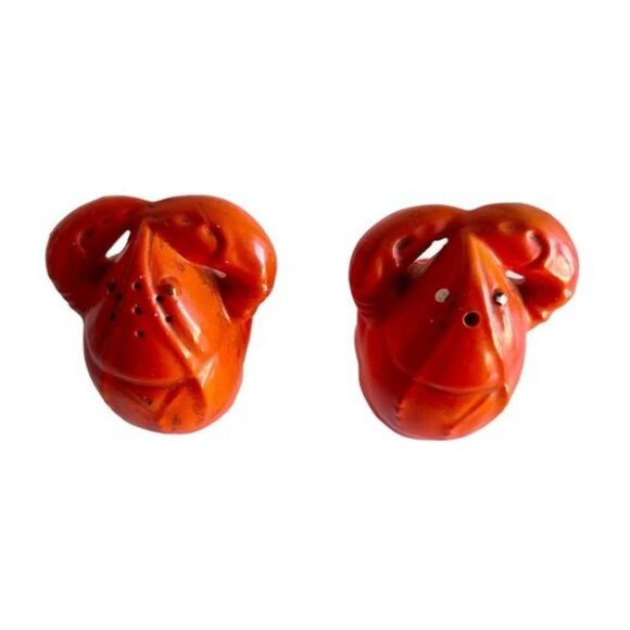 Vintage Lobster Ceramic Salt Pepper Shakers Japan Red MCM Mid-Century S & P Set - Picture 6 of 6